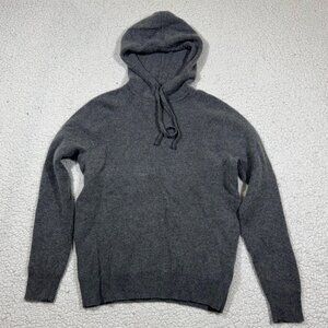 J. Crew Mens 100% Cashmere Waffle Hooded Sweater sz M Gray Comfy